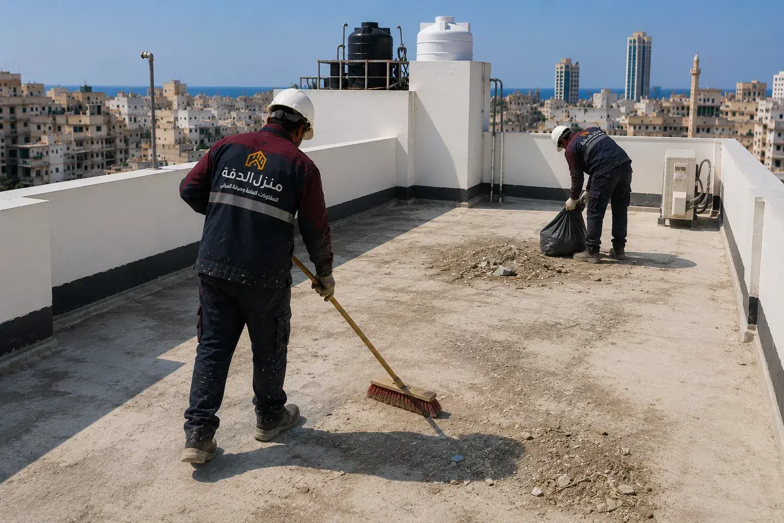 أثناء تنفيذ مشروع عزل سطح فيلا بالفوم في جدة