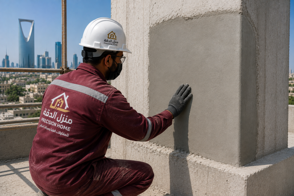 معالجة وإصلاح الخرسانة والأسقف في الرياض — نتيجة الأعمال بعد التنفيذ