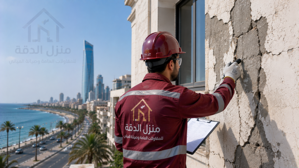 ترميم المباني في جدة — مرحلة فحص وتشخيص الحالة