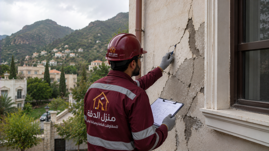 ترميم المباني في الطائف — مرحلة فحص وتشخيص الحالة